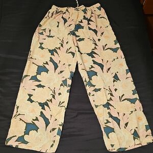 Black Rainn Floral Wide-Leg Pants